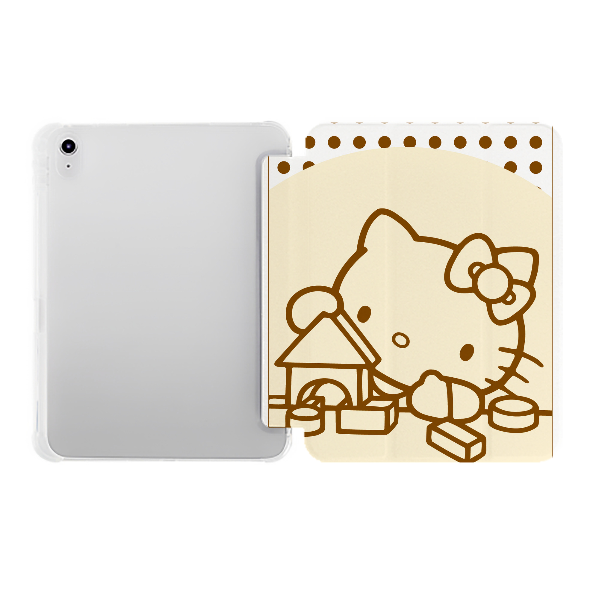 （画像用） Hello Kitty ハローキティ IPad ケース ペン収納付き 三つ折りスタンド PUレザー×シリコン 対応機種9.5/10.5/10.9インチ